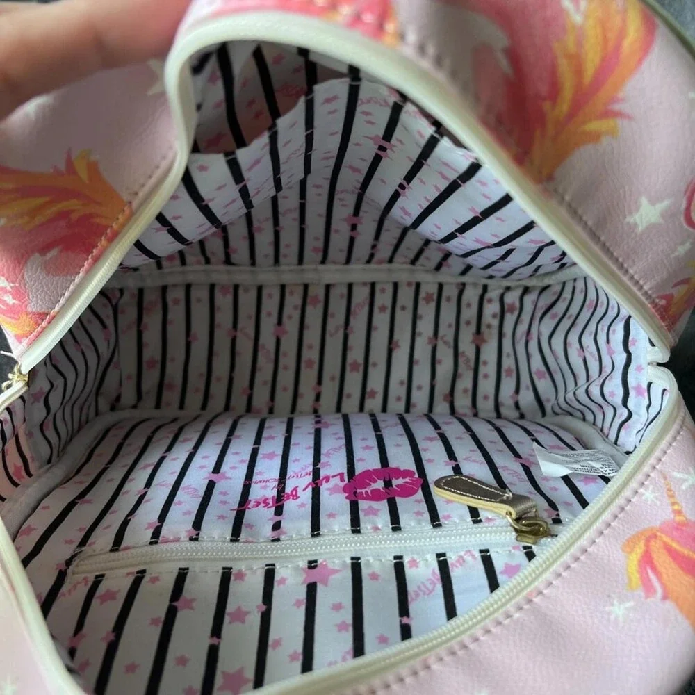 Betsey Johnson Pastel Rainbow Unicorn Heart Backpack Kidcore Kawaii Fairy Kei